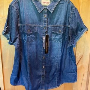 NWT denim short sleeve top Sz 2XL - *runs small*!!